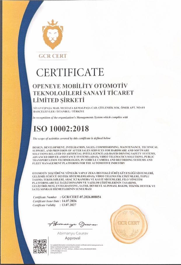 ISO 10002:2018 Müşteri Memnuniyeti ve Şikayet Yönetimi sertifikası