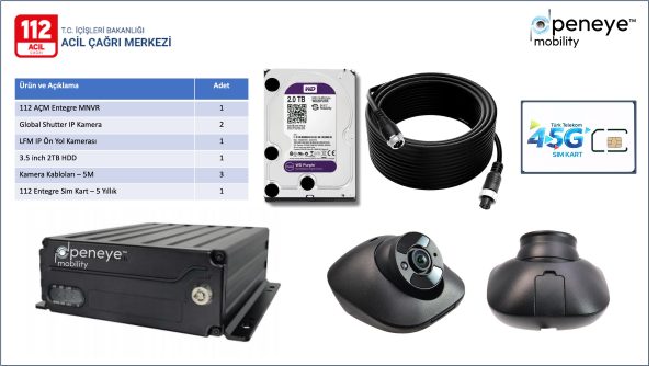 TSE Onaylı - 112 Acil Çağrı Merkezi Entegre MNVR ve Kamera Seti